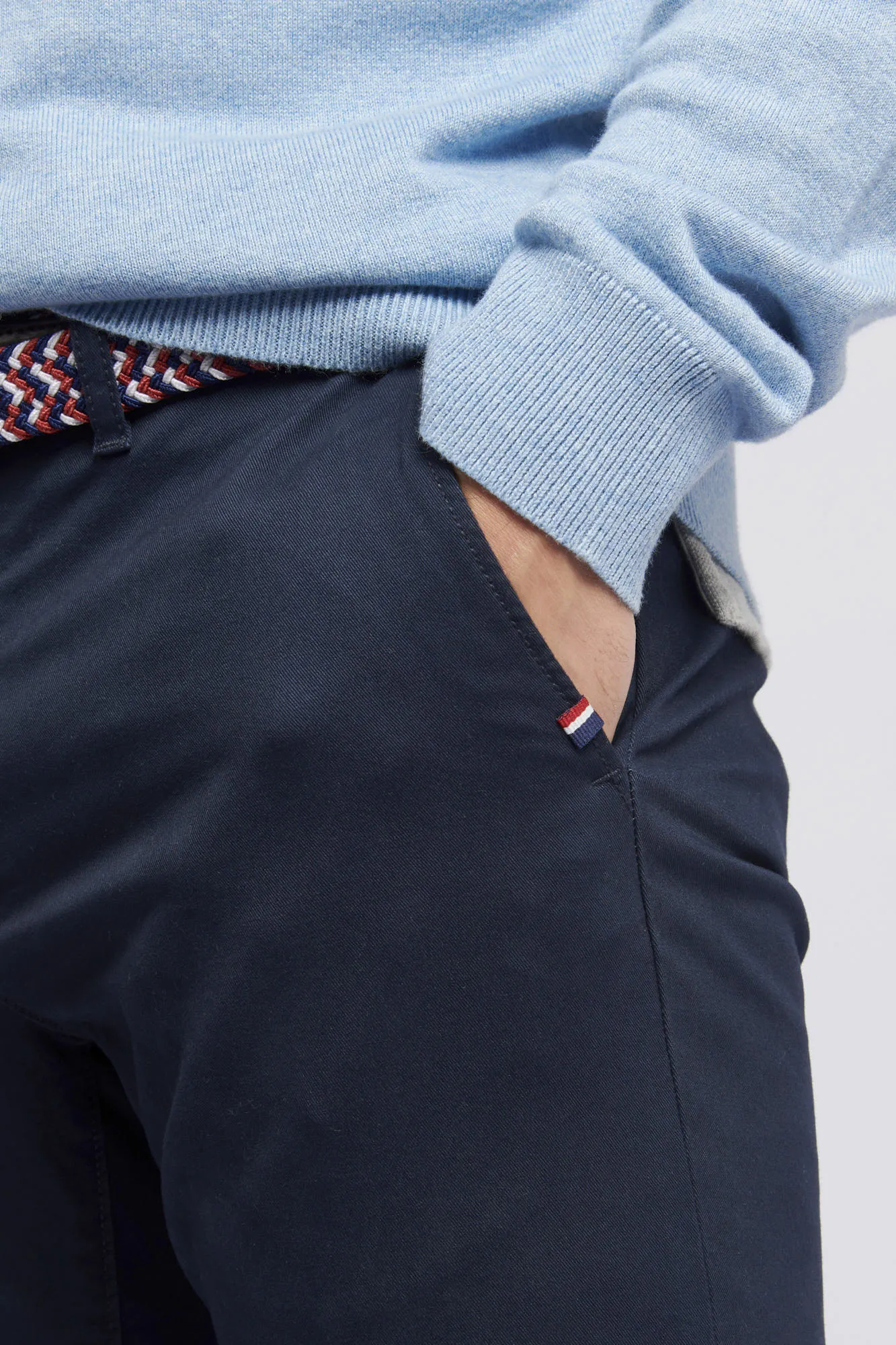 Mens Classic Chinos in Dark Sapphire Navy / Haute Red DHM