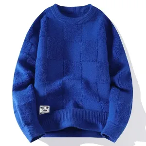 Mens Knitted Hip Hop Streetwear Oversized Casual O-Neck Sweater