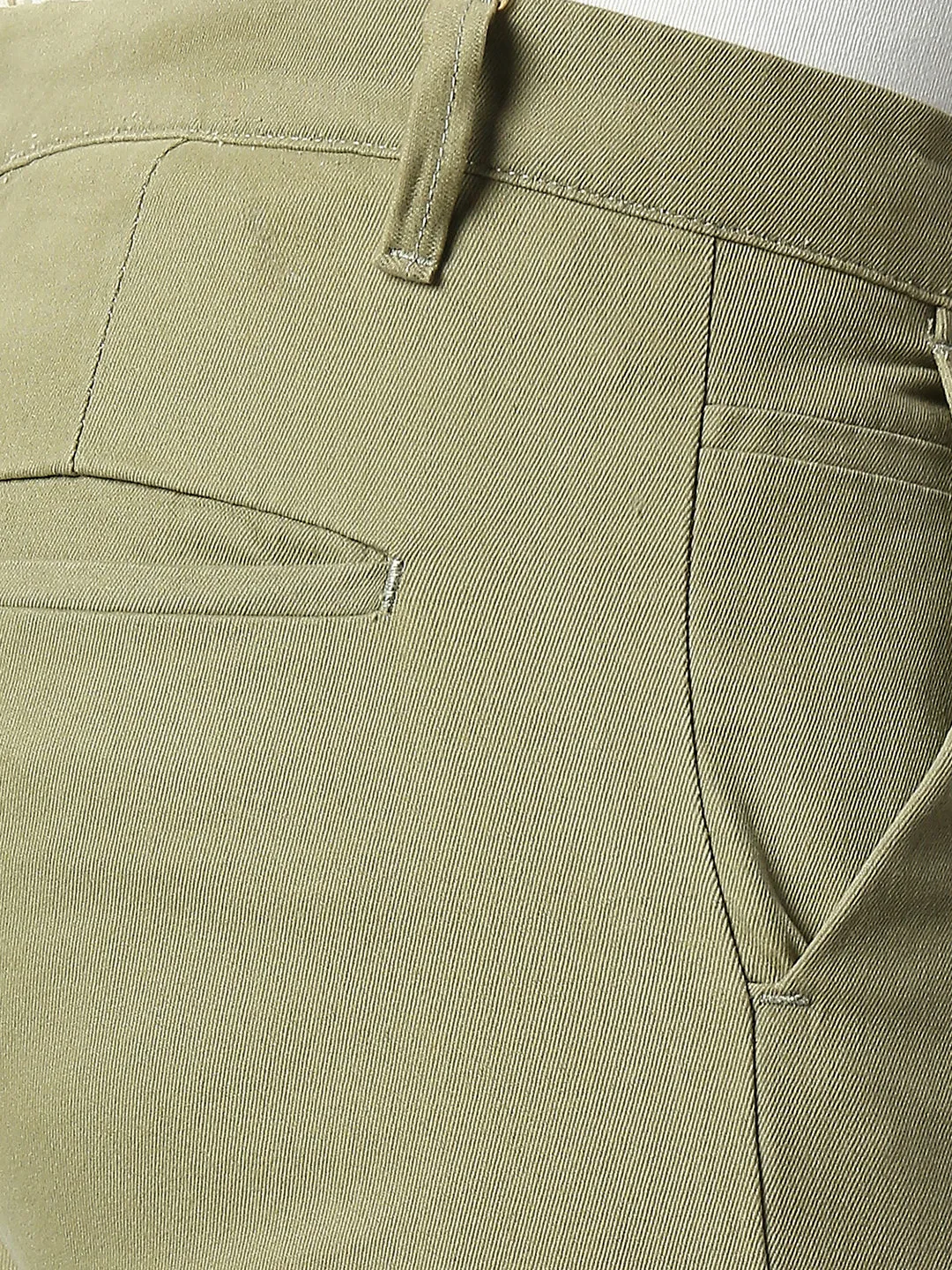 Men's Light Olive Tapered Fit Cotton Chinos