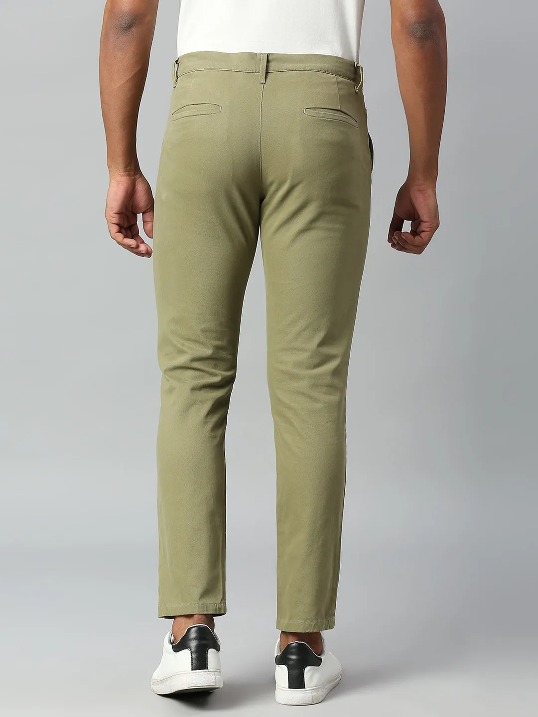 Men's Light Olive Tapered Fit Cotton Chinos