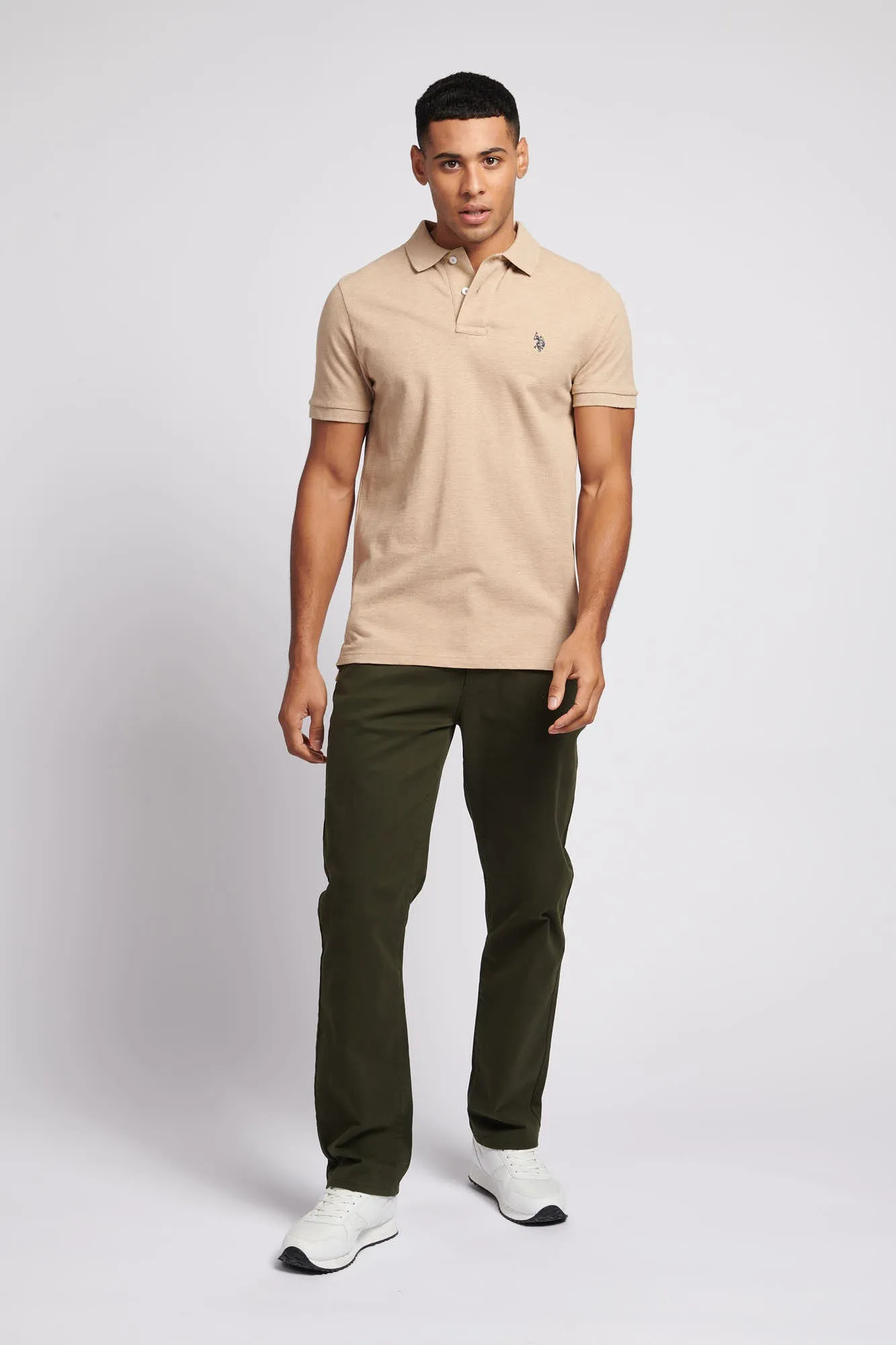 Mens Pique Polo Shirt in Iced Coffee Marl