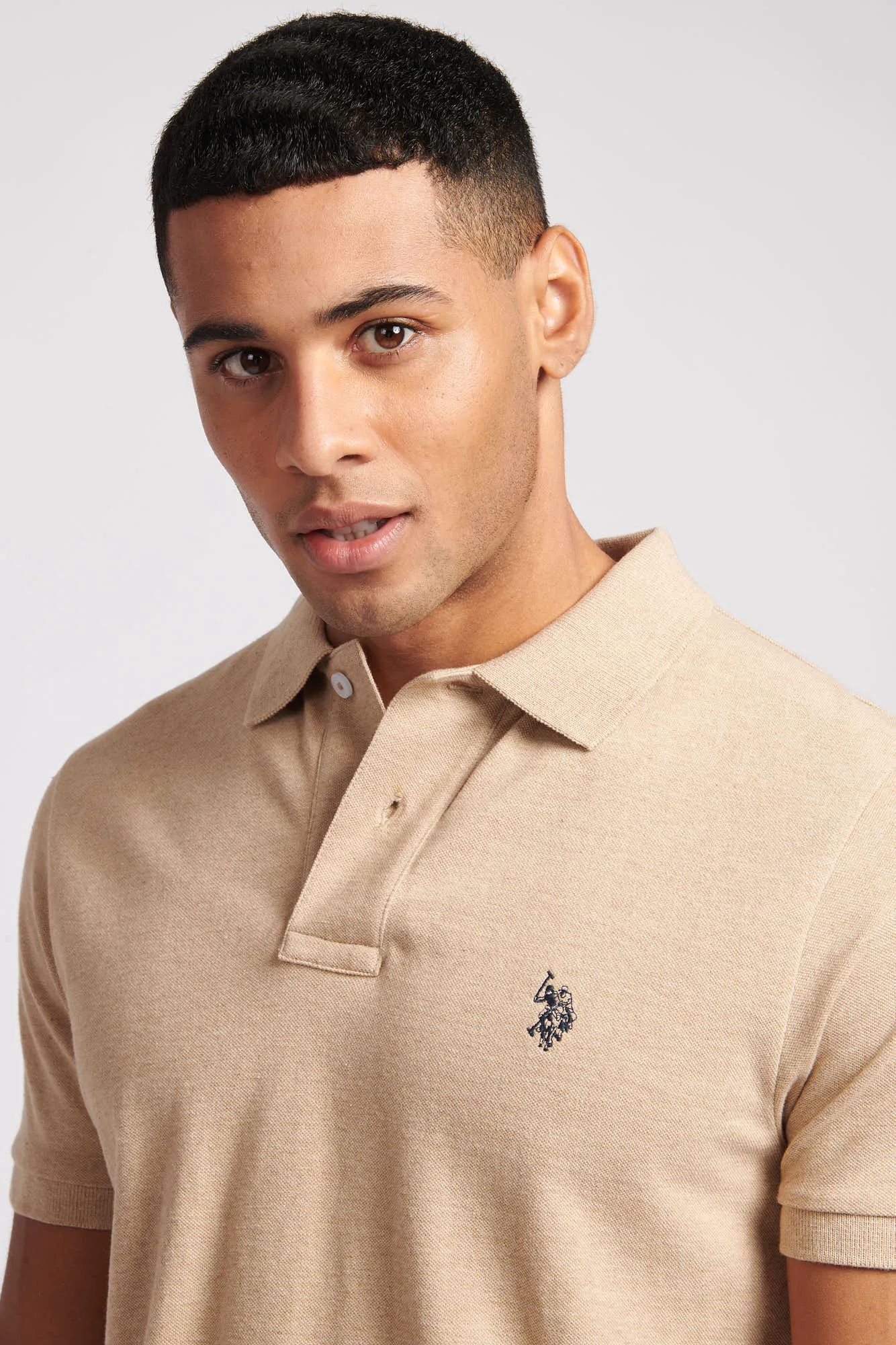 Mens Pique Polo Shirt in Iced Coffee Marl