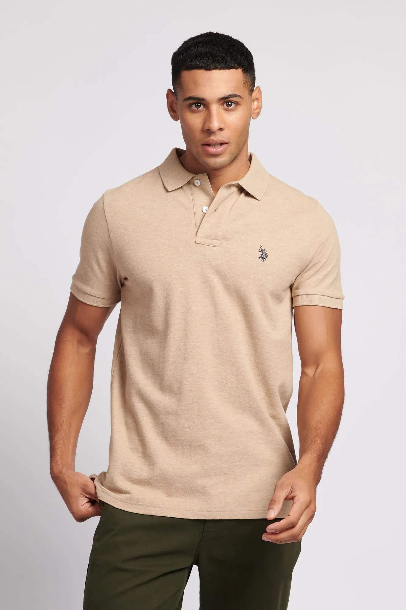 Mens Pique Polo Shirt in Iced Coffee Marl