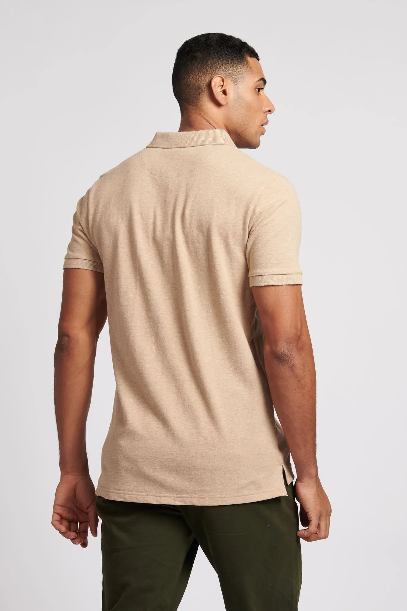 Mens Pique Polo Shirt in Iced Coffee Marl