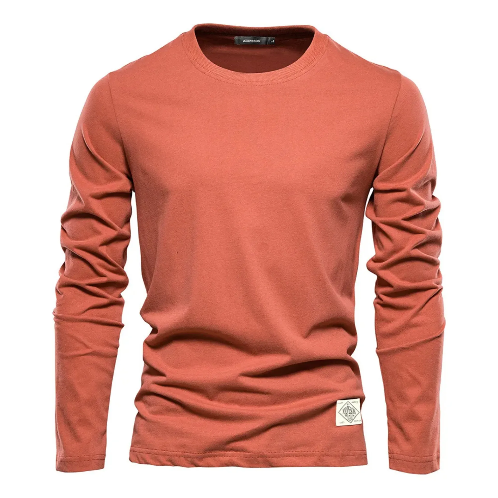 Men's  sweater with round neck, casual long sleeve cotton jumper