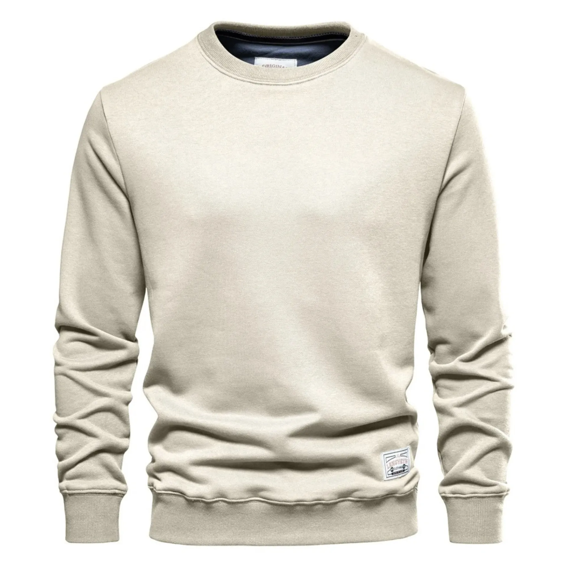 Men's  sweater with round neck, casual long sleeve cotton jumper