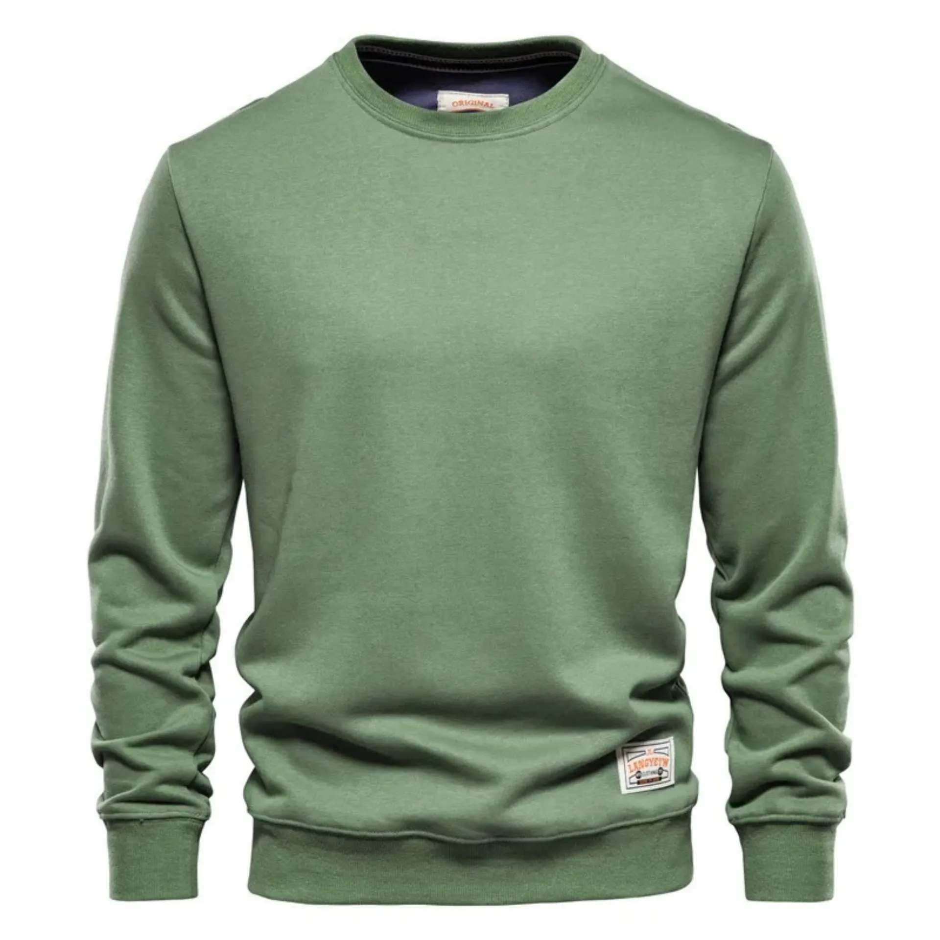 Men's  sweater with round neck, casual long sleeve cotton jumper