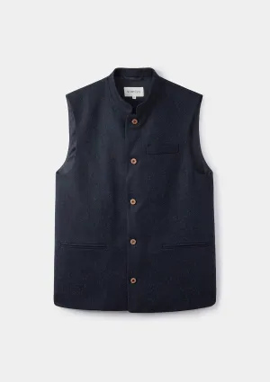 Midnight Herringbone Nehru Waistcoat