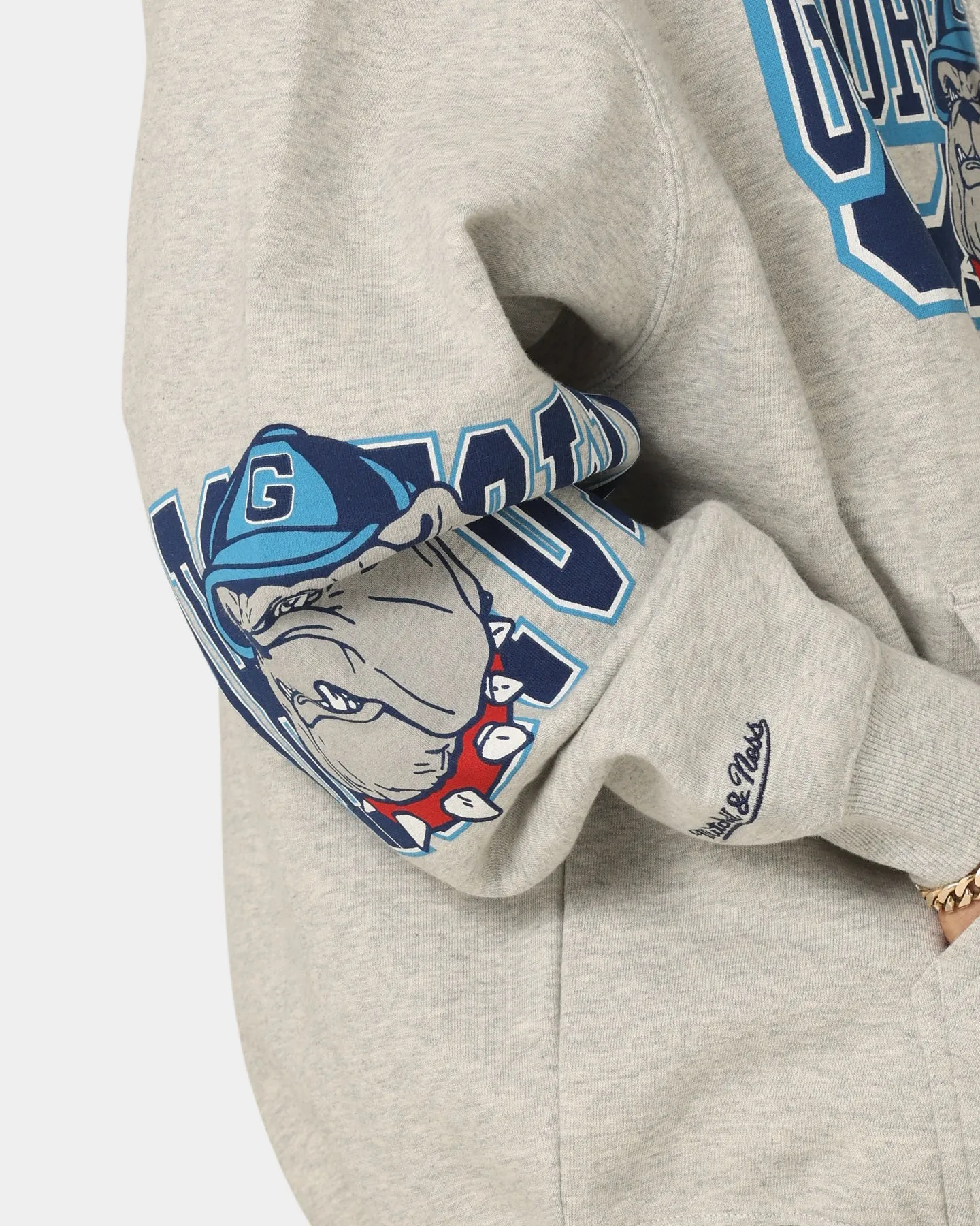 Mitchell & Ness Georgetown Hoyas Hussle Hoodie Vintage Grey Marle