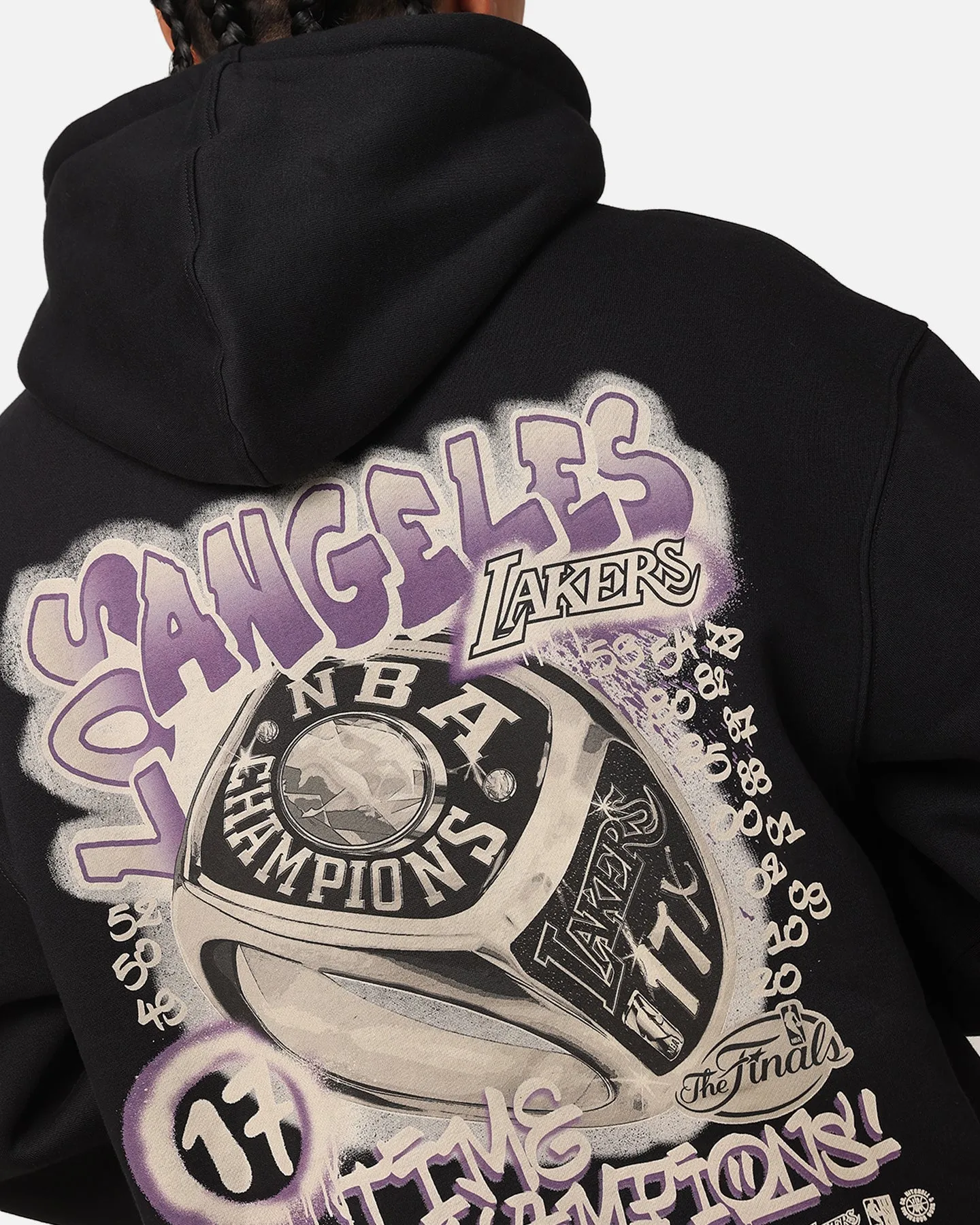 Mitchell & Ness Los Angeles Lakers Champs Graffiti Hoodie Faded Black