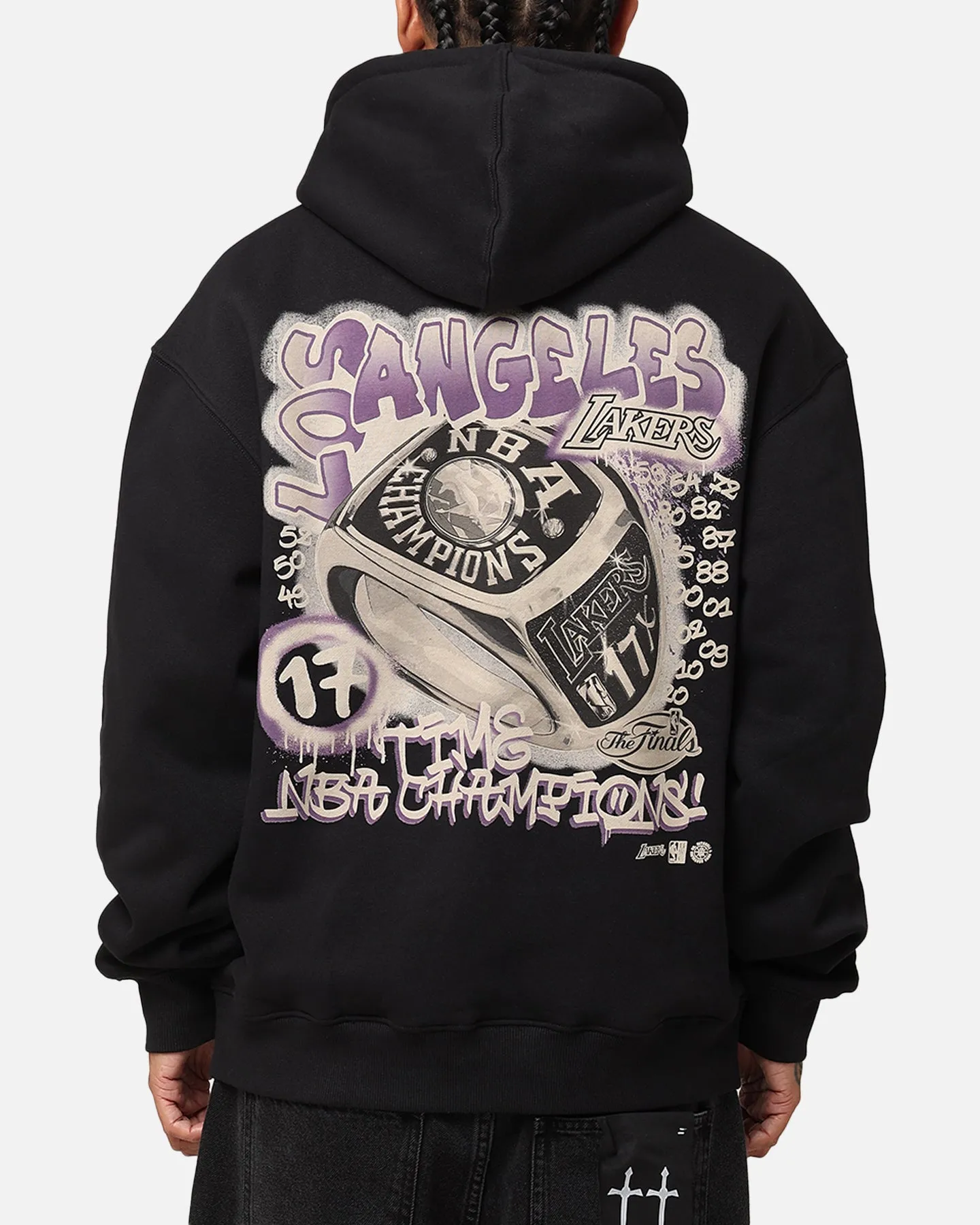 Mitchell & Ness Los Angeles Lakers Champs Graffiti Hoodie Faded Black