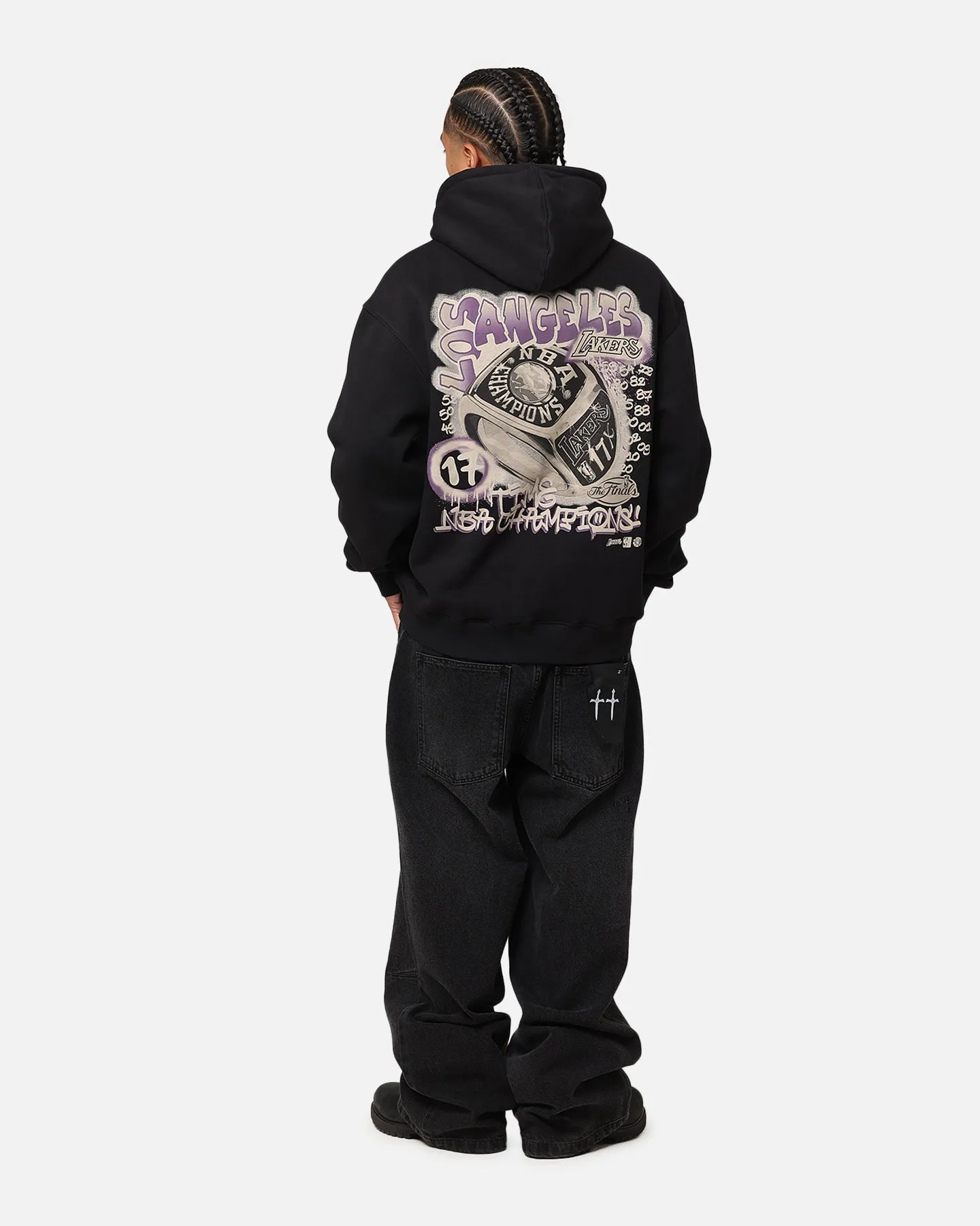 Mitchell & Ness Los Angeles Lakers Champs Graffiti Hoodie Faded Black