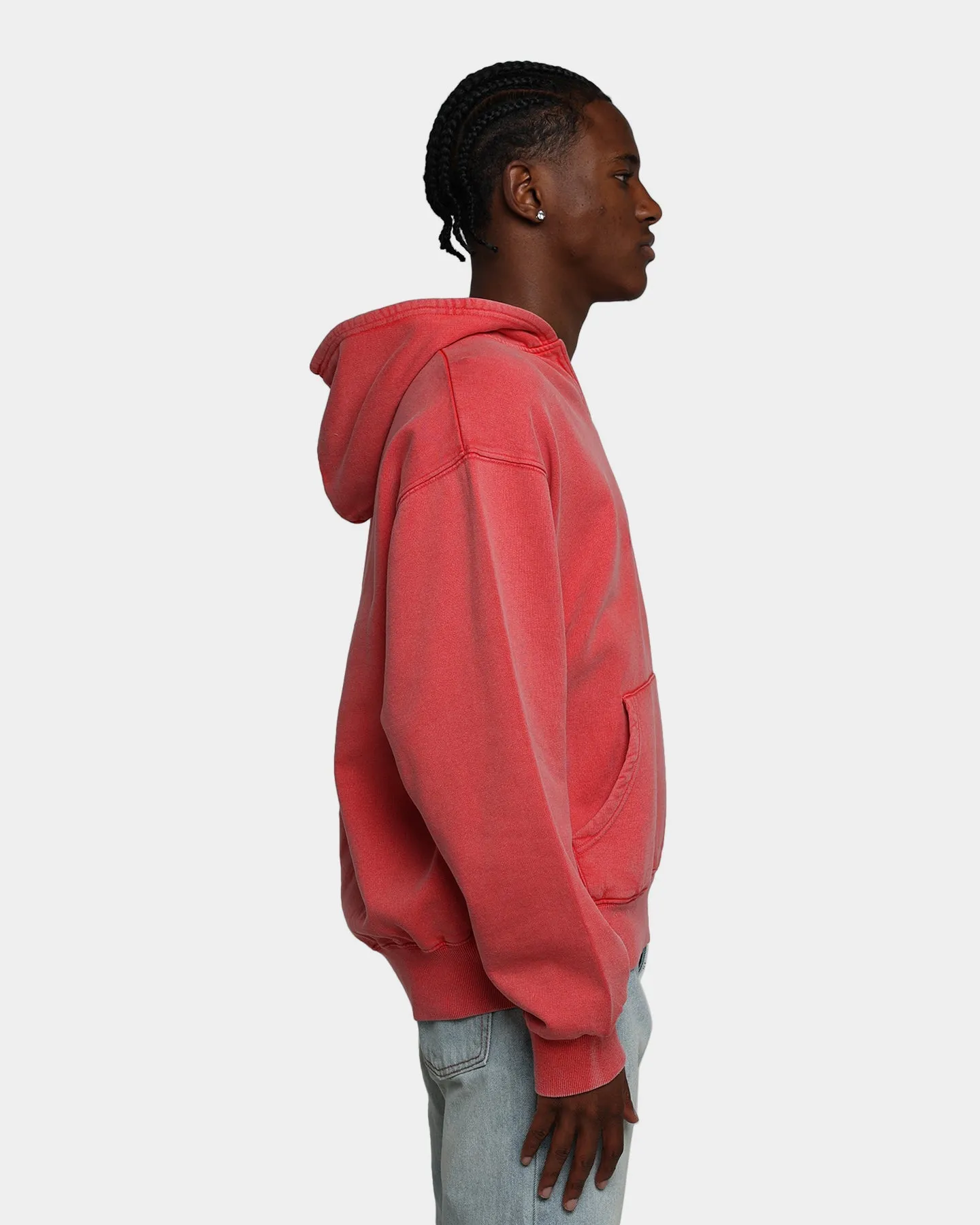 MNML Open Neck Hoodie Vintage Red