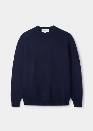 Navy Basket Weave Cashmere Jumper