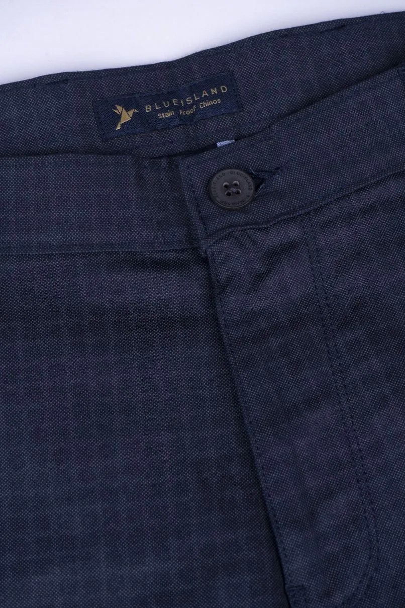 Navy Grid Checks - 2 way stretch - COTTON PANT