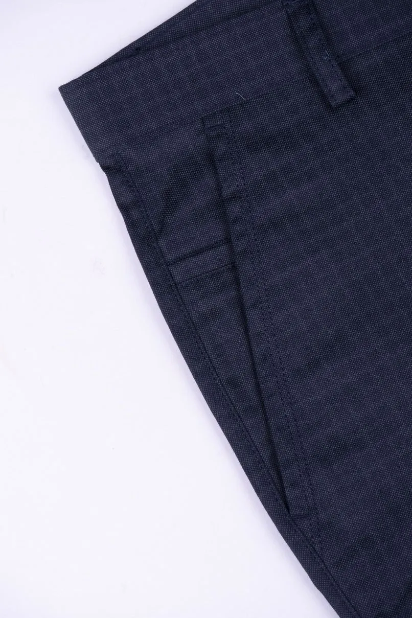 Navy Grid Checks - 2 way stretch - COTTON PANT