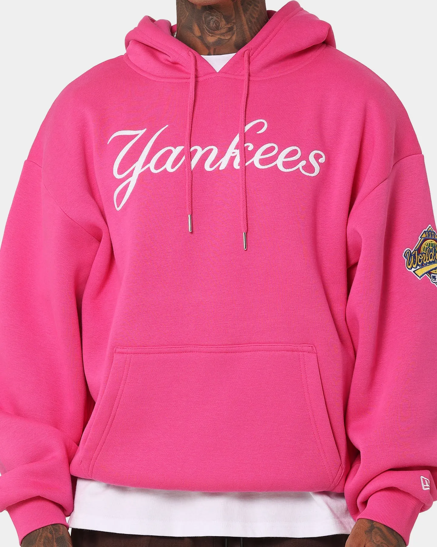 New Era New York Yankees 'Tropical Punch Script Pack' Oversized Hoodie Hot Pink