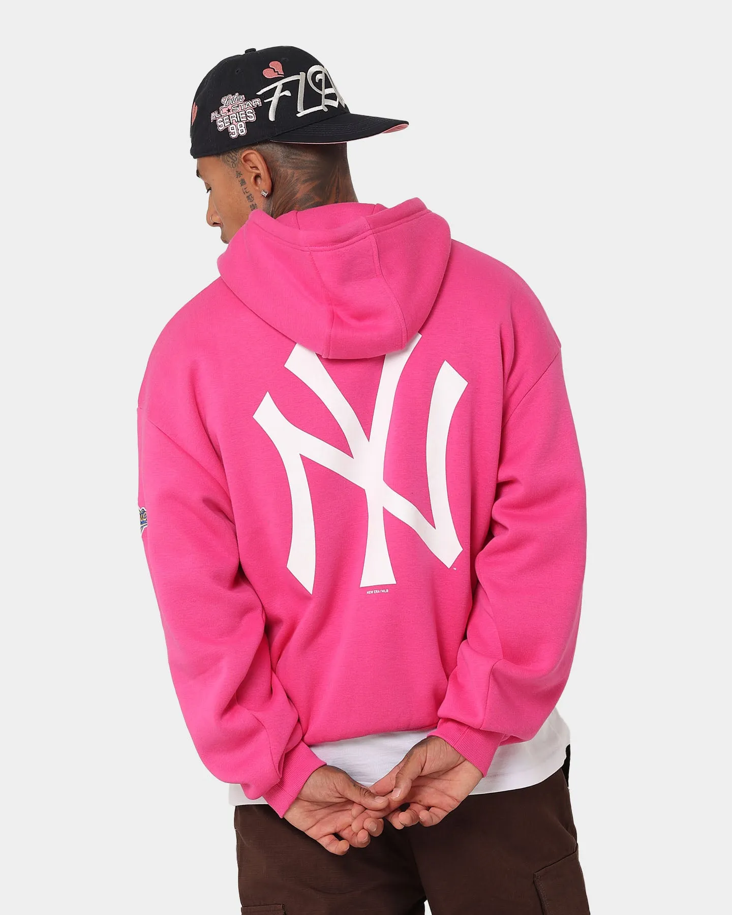 New Era New York Yankees 'Tropical Punch Script Pack' Oversized Hoodie Hot Pink