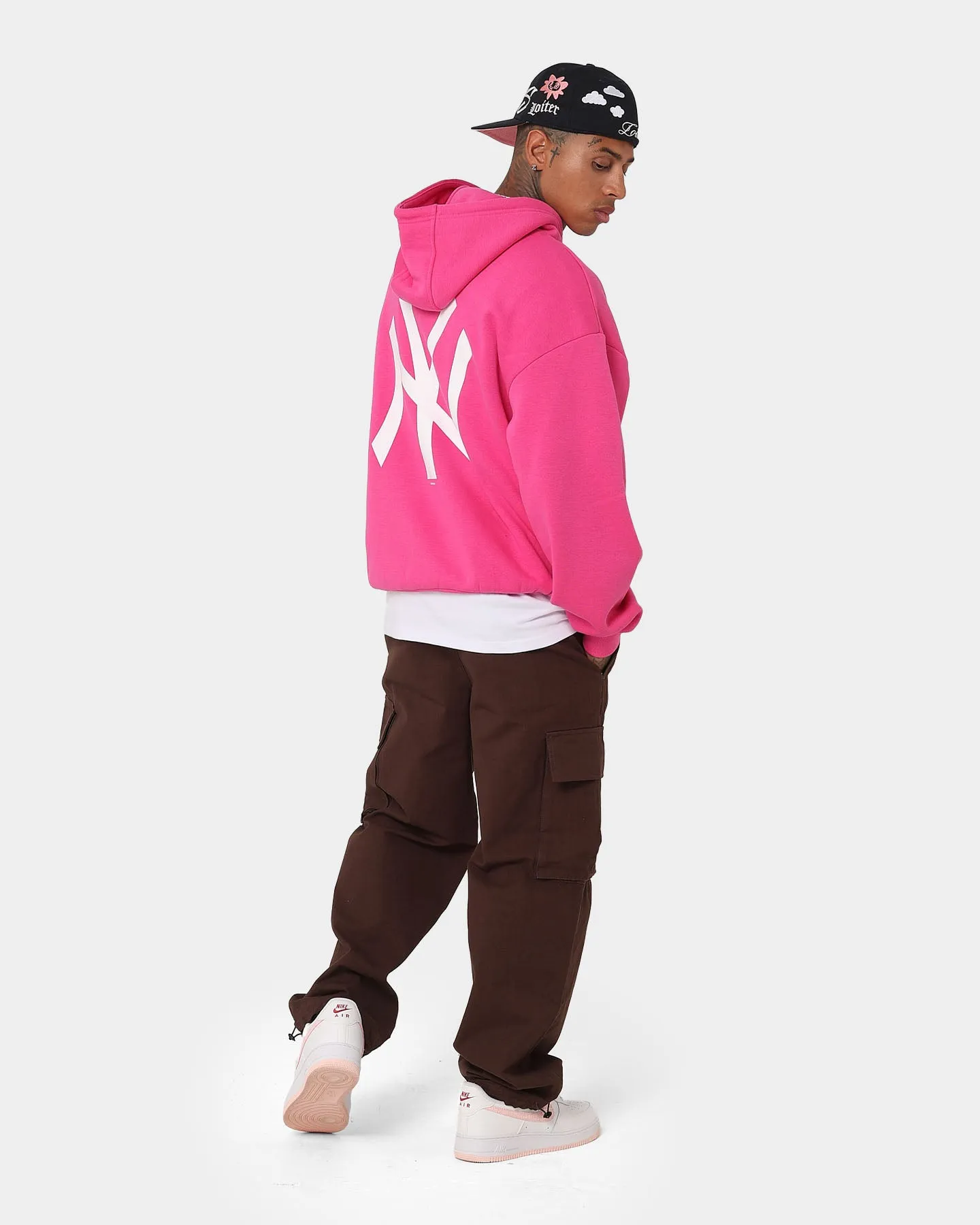 New Era New York Yankees 'Tropical Punch Script Pack' Oversized Hoodie Hot Pink