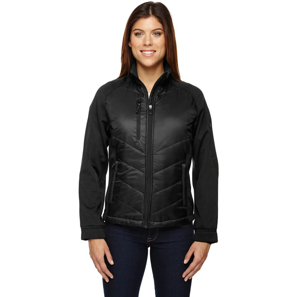 North End Women's Black Epic Insulated Hybrid Bonded Fleece Jacket