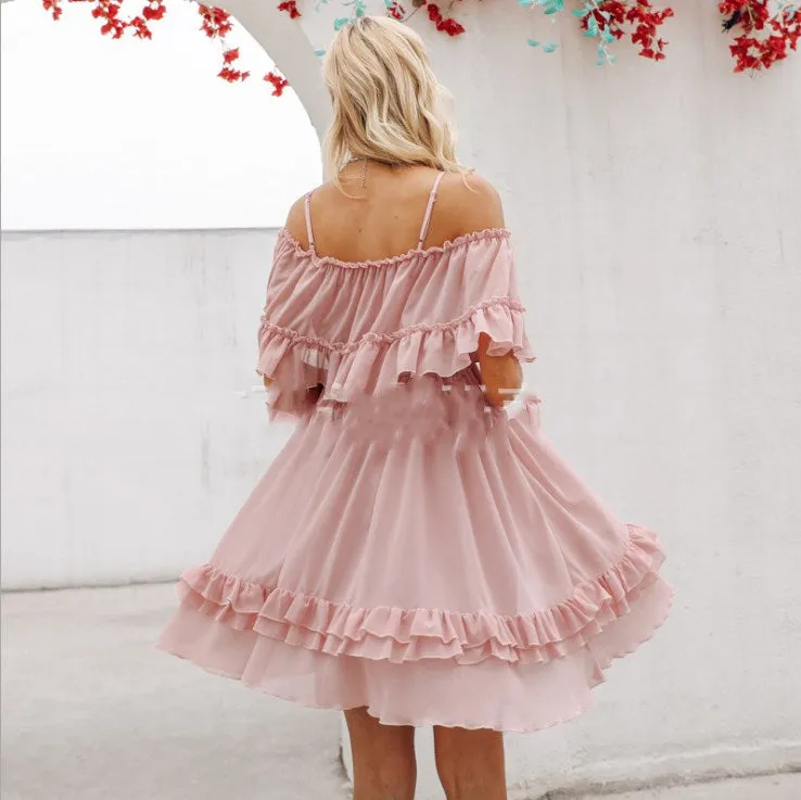 Off Shoulder Ruffled Mini Dress