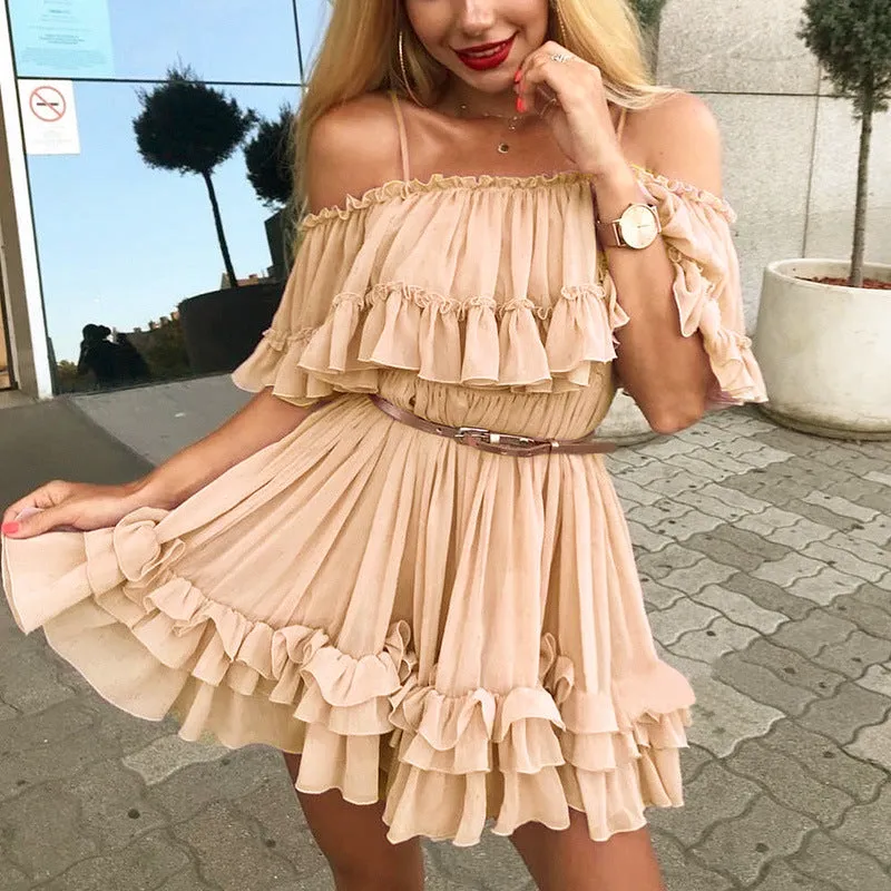 Off Shoulder Ruffled Mini Dress