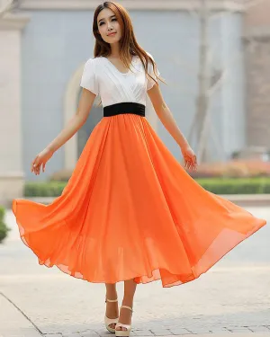 Orange chiffon maxi dress (926)