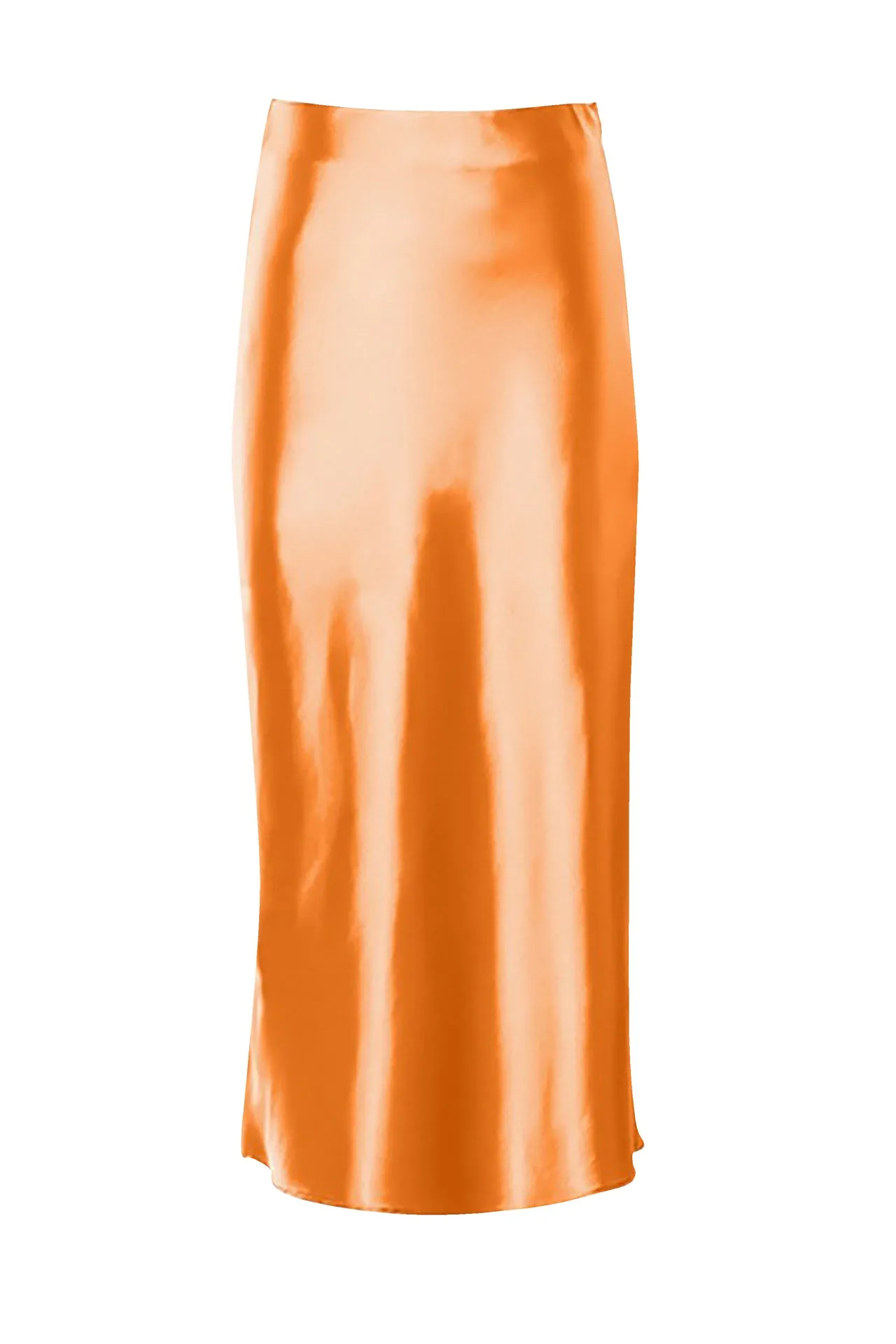 Orange Satin  Maxi Skirt