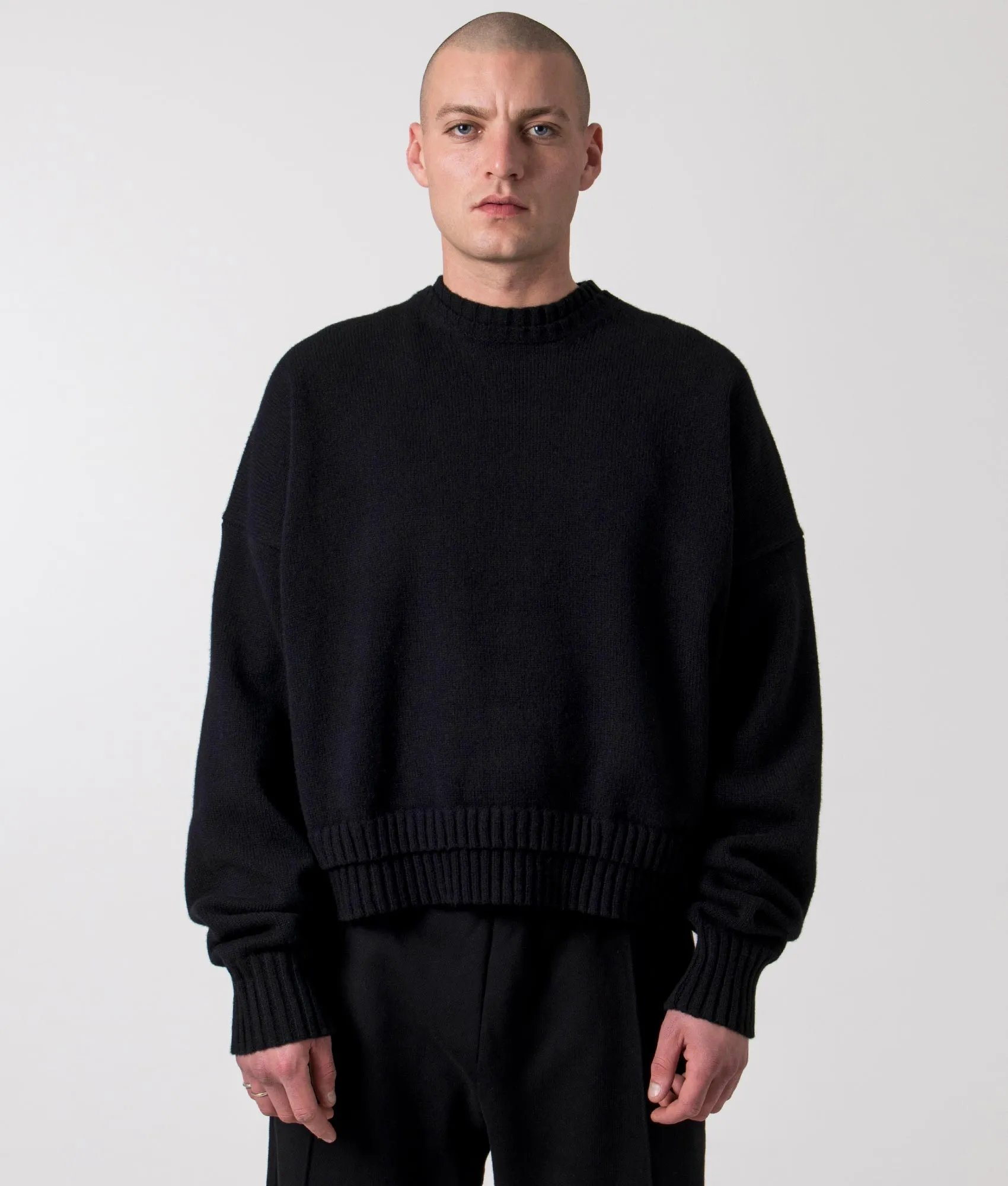 Oversized Cropped Lambswool Knitted Jumper V3