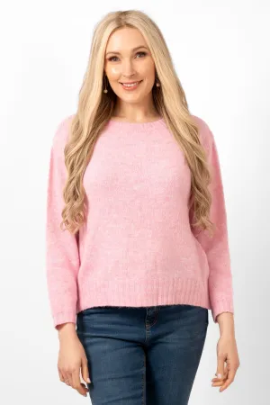 Paige Wool Blend Round Neck Jumper - Light Pink