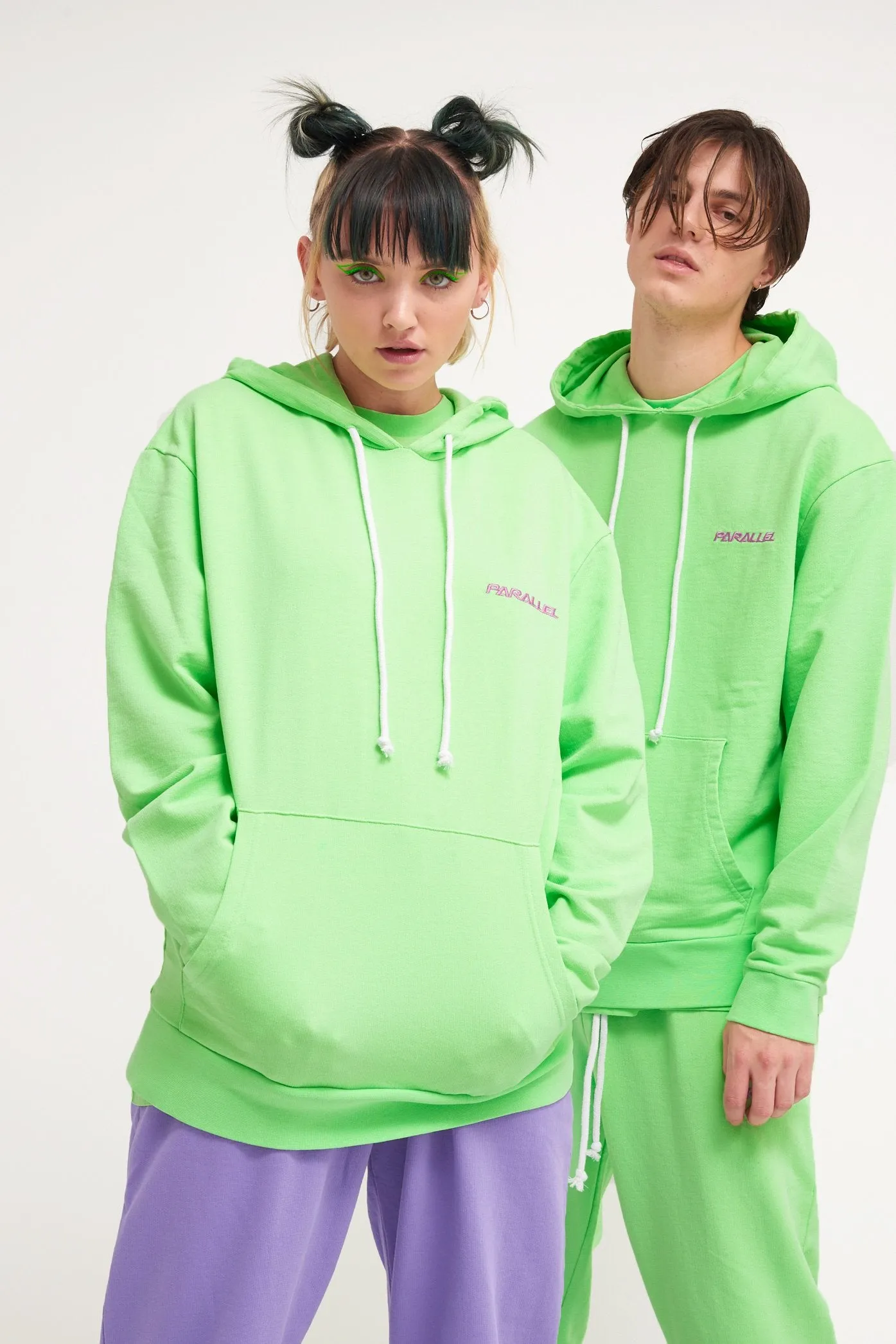 Parallel Green Embroidered Hoodie