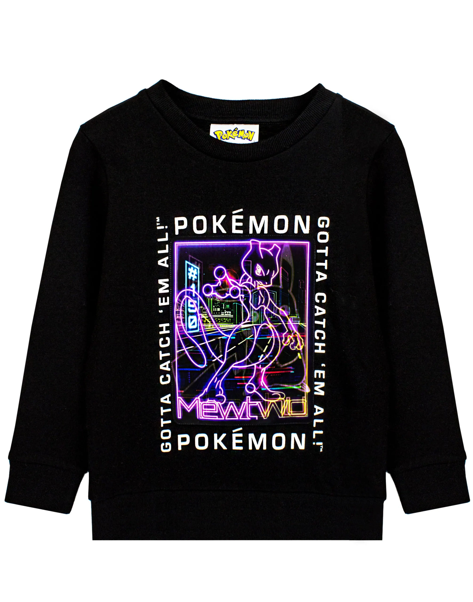 Pokemon Jumper - Pikachu Mewtwo Lenticular Boy's Black Kids Gamer Sweatshirt