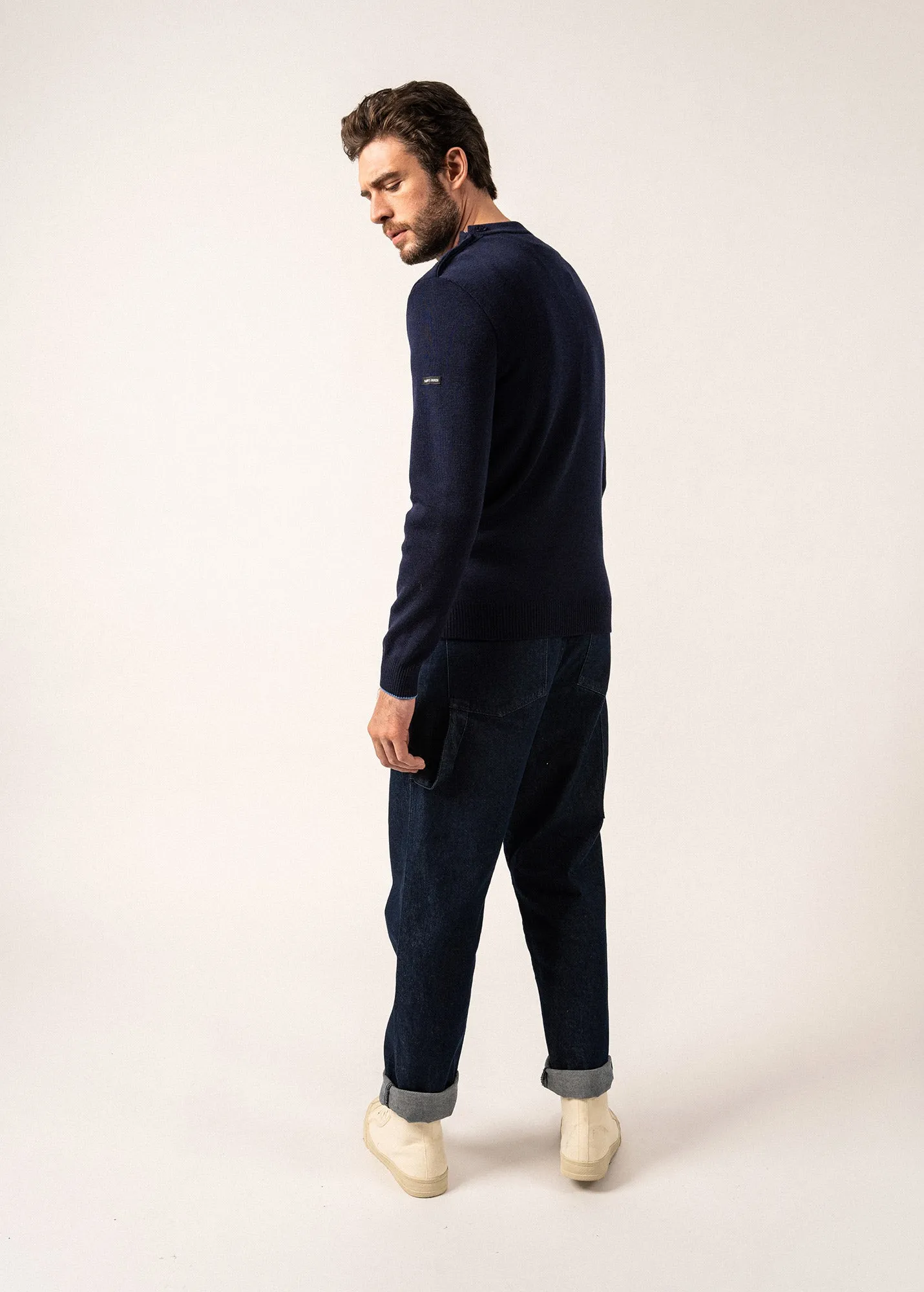 Rives sailor jumper in wool - buttoned round neck (INSIGNE/OXYGENE)