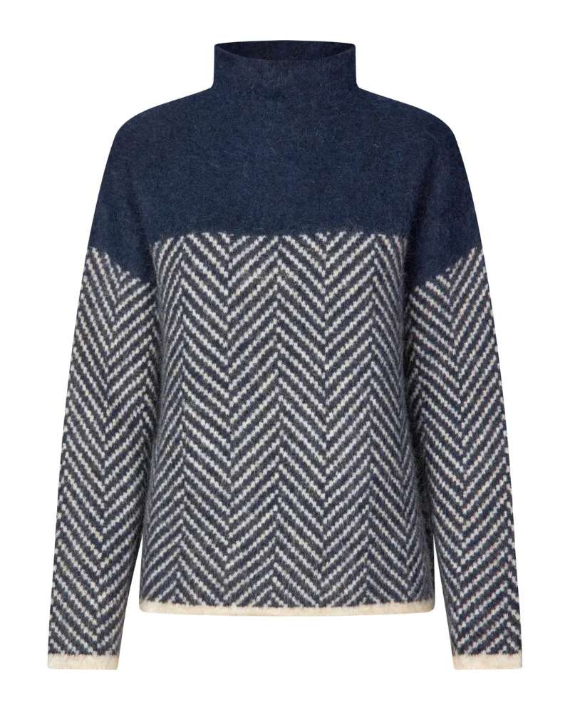 Second Female Herrin Navy Chevron Turtle Knit