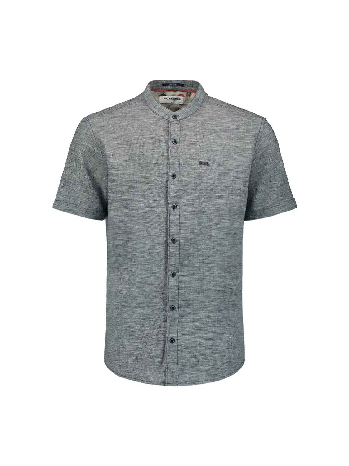 Shirt Short Sleeve Granddad 2 Coloured Melange With Linen | Night