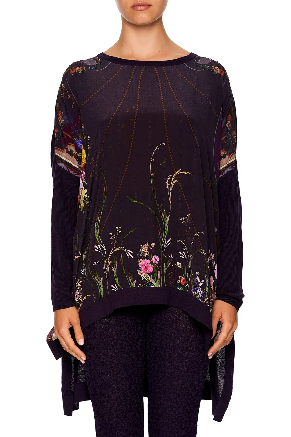 Silk Front Boxy Knit- Wild Flower