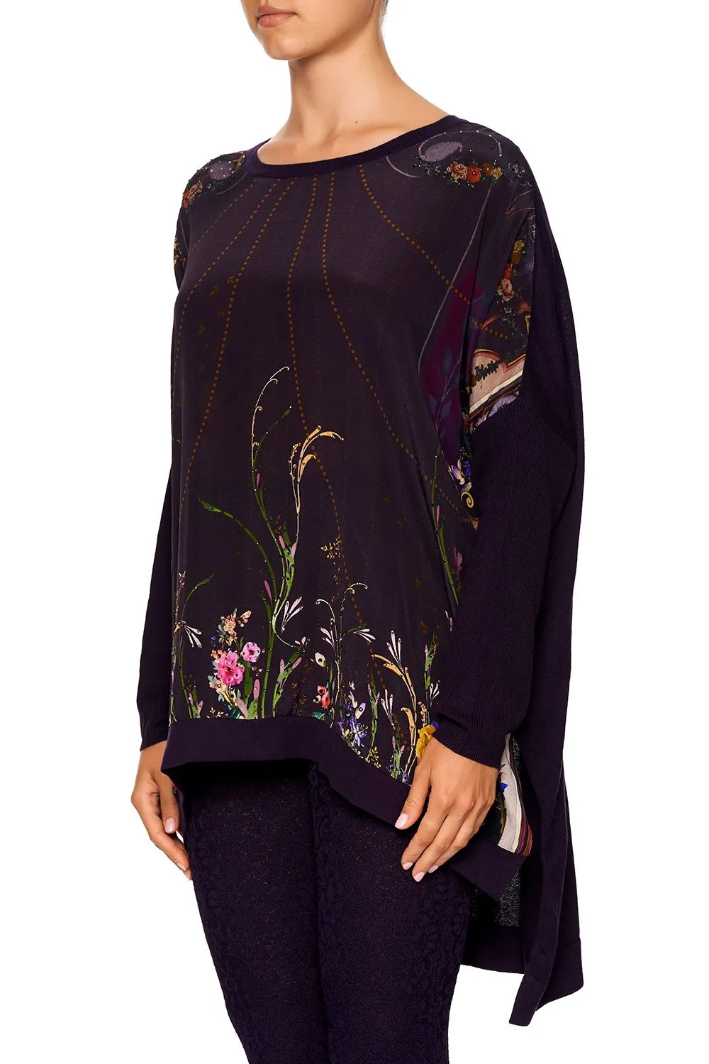 Silk Front Boxy Knit- Wild Flower