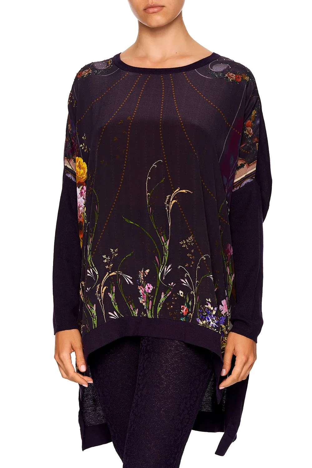 Silk Front Boxy Knit- Wild Flower