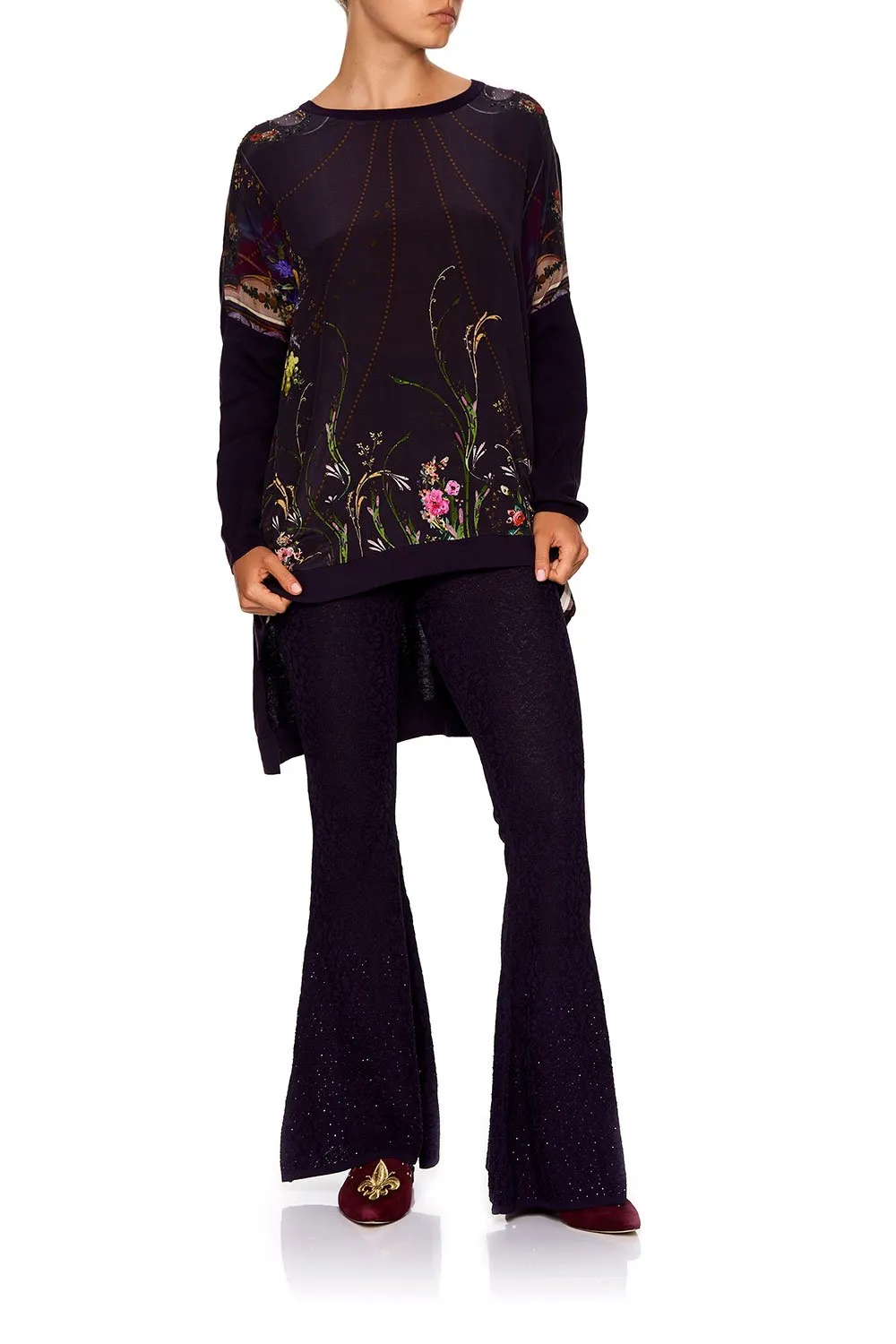 Silk Front Boxy Knit- Wild Flower