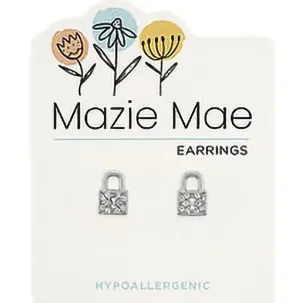 Silver CZ Padlock Stud Mazie Mae Earring