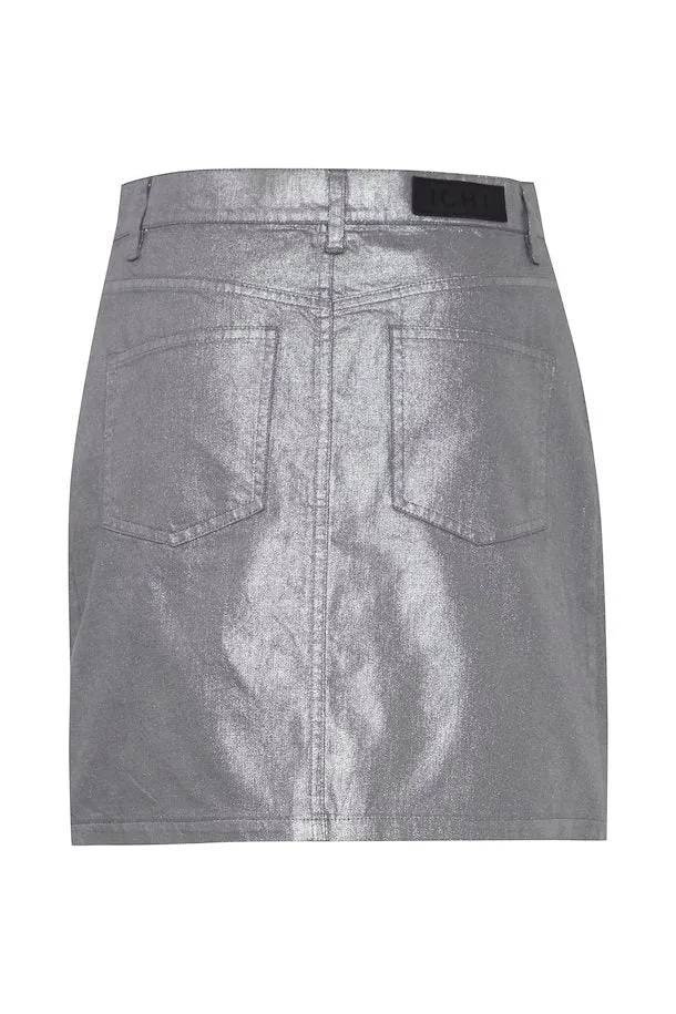 silver denim skirt