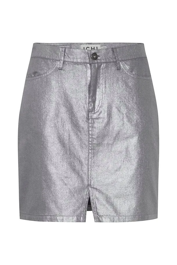 silver denim skirt