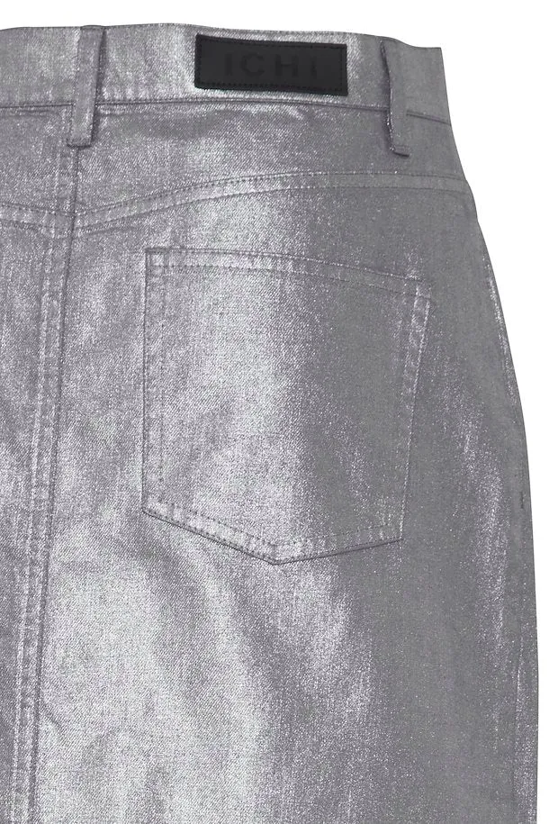 silver denim skirt