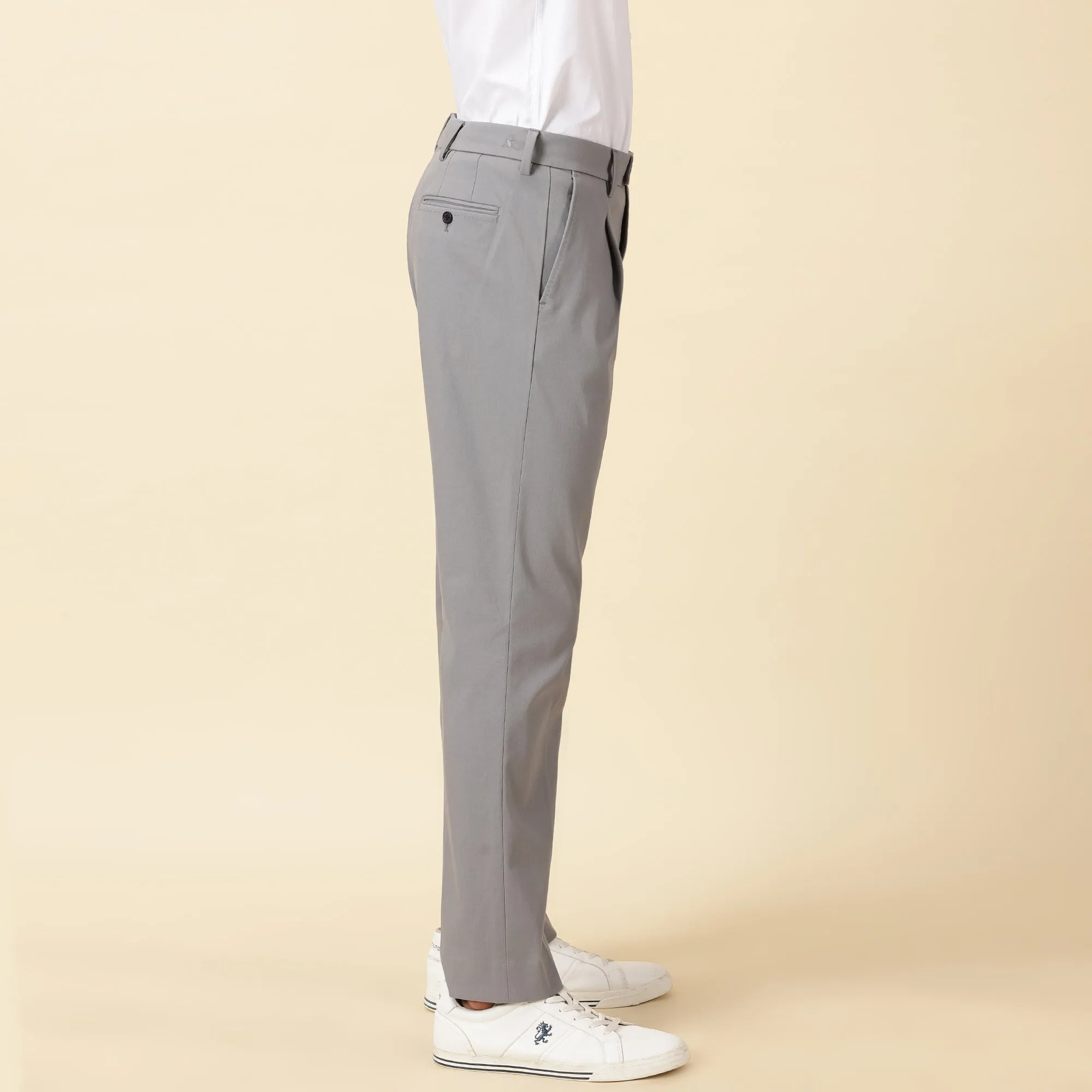 Single Pleated Relaxed Fit Trousers - Frost Grey