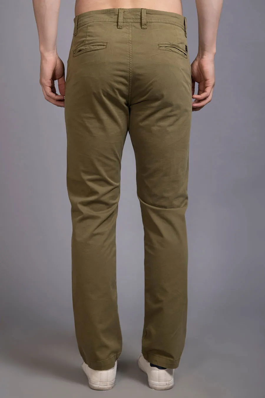 Slim fit cotton chinos-Olive Green