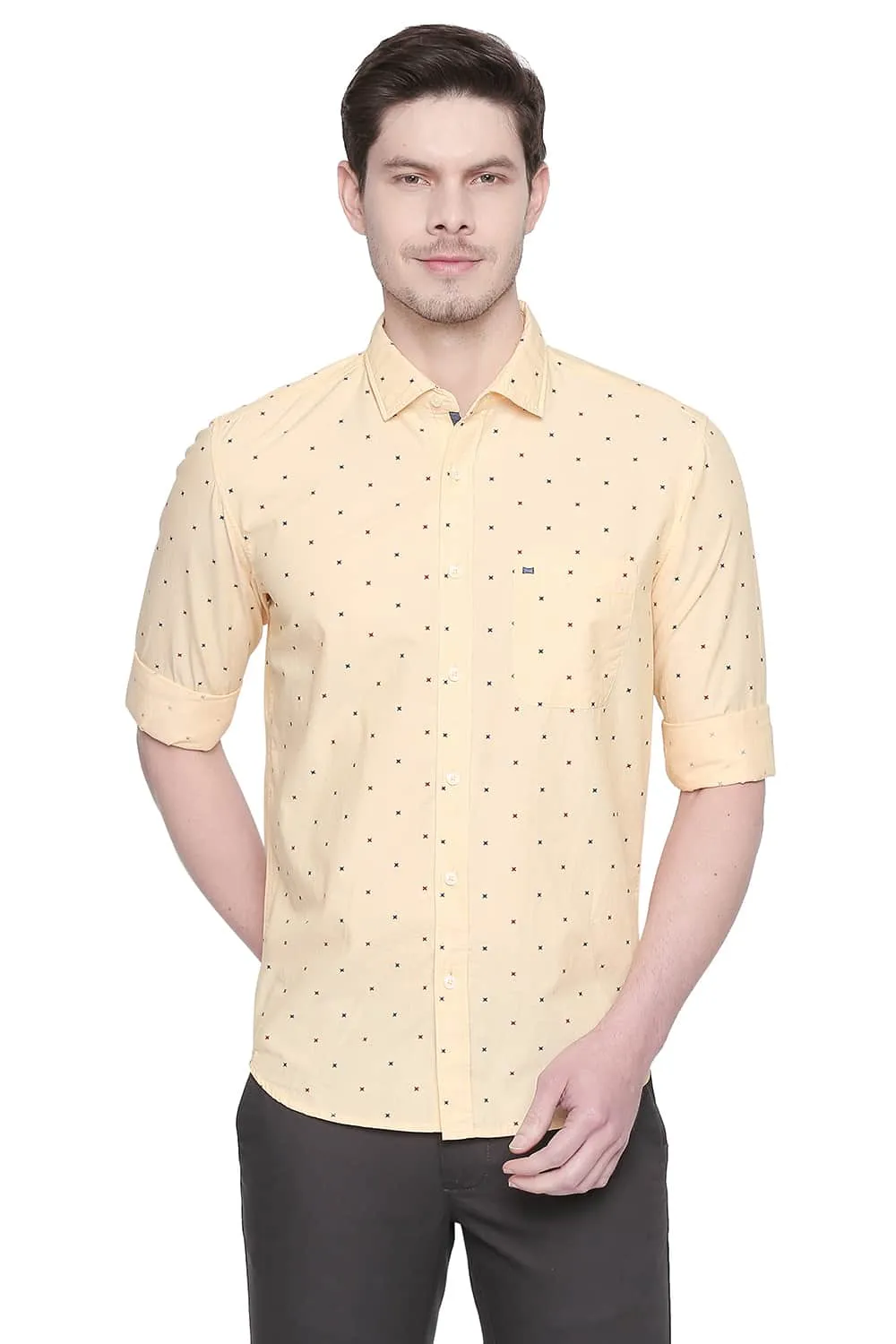 Slim Fit Printed Fil A Fil Shirt