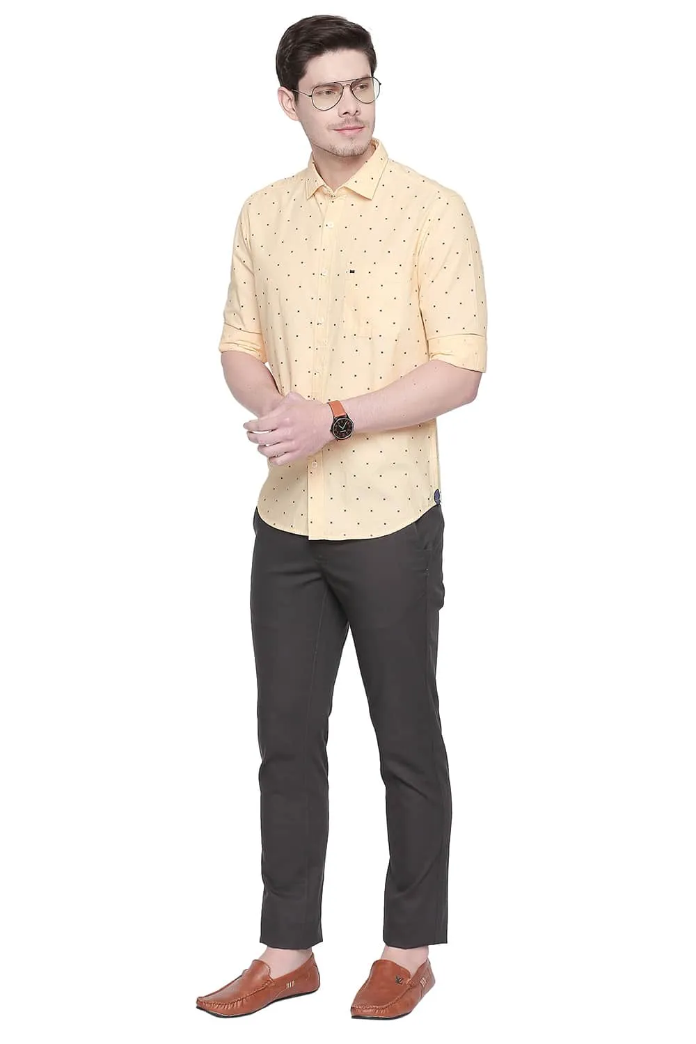 Slim Fit Printed Fil A Fil Shirt