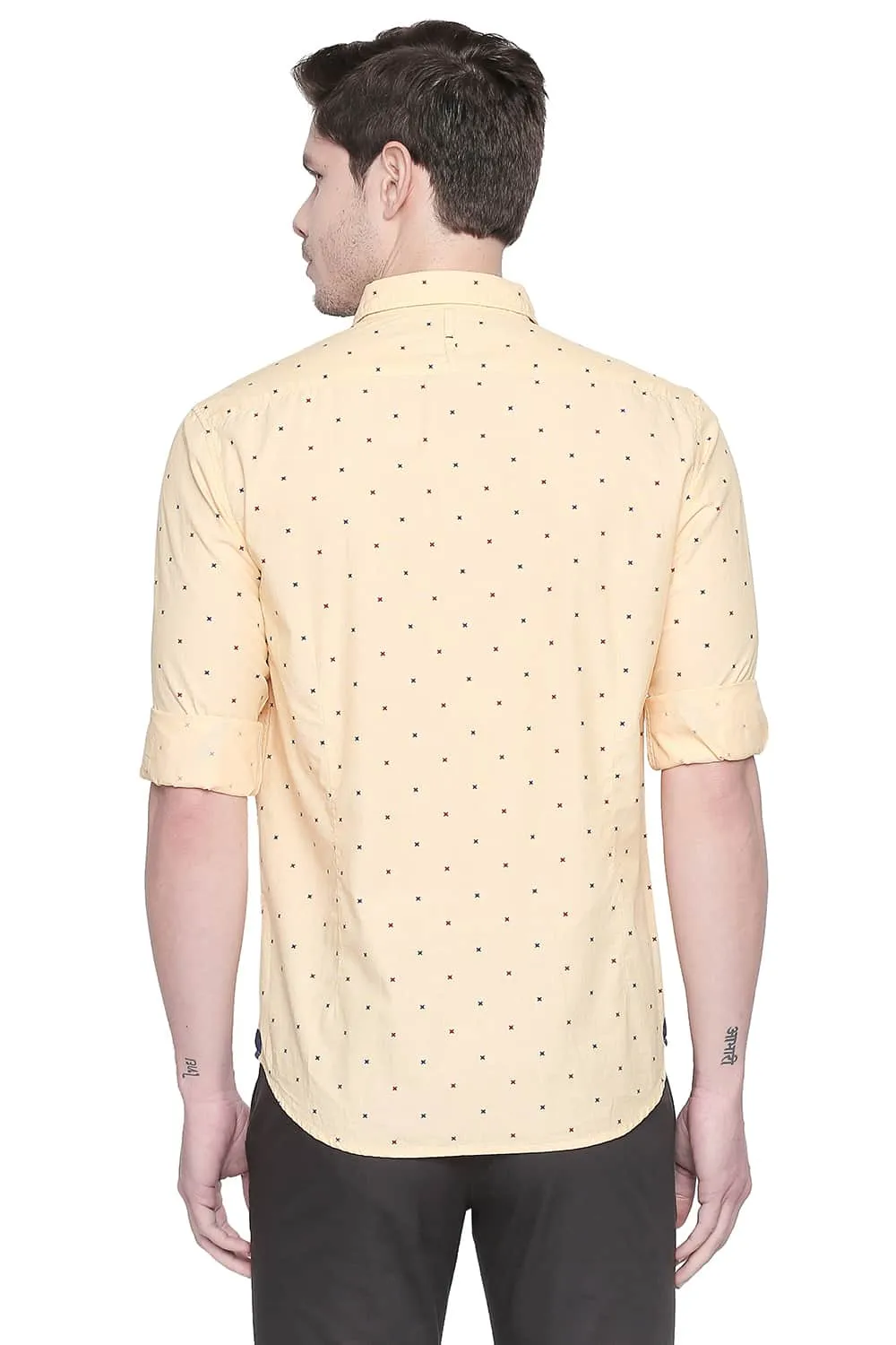 Slim Fit Printed Fil A Fil Shirt