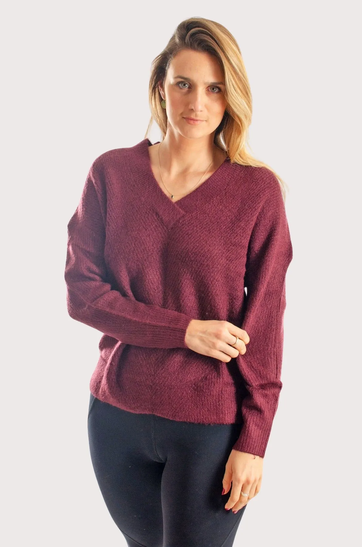 Soft Ribbed V Neck Jumper