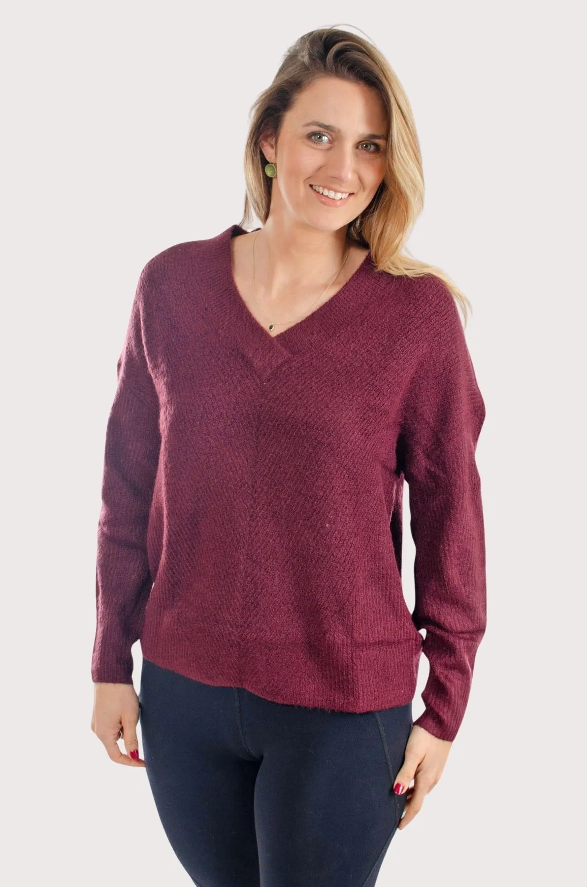 Soft Ribbed V Neck Jumper